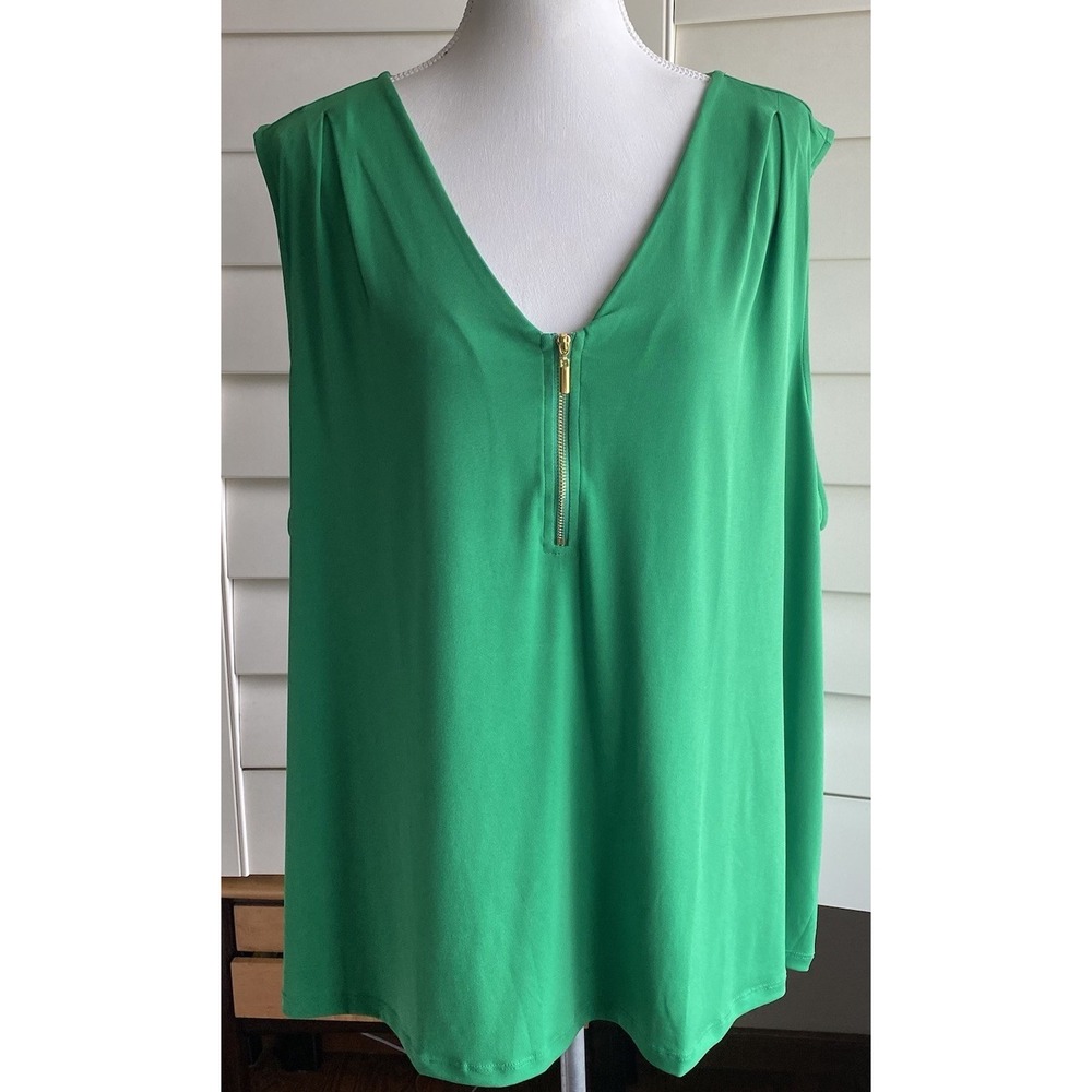 I.n.c.‎ International Concepts Plus Size Women 4X Half-Zip Tank Top Kelly Green